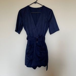 Zara Faux Suede Navy Romper